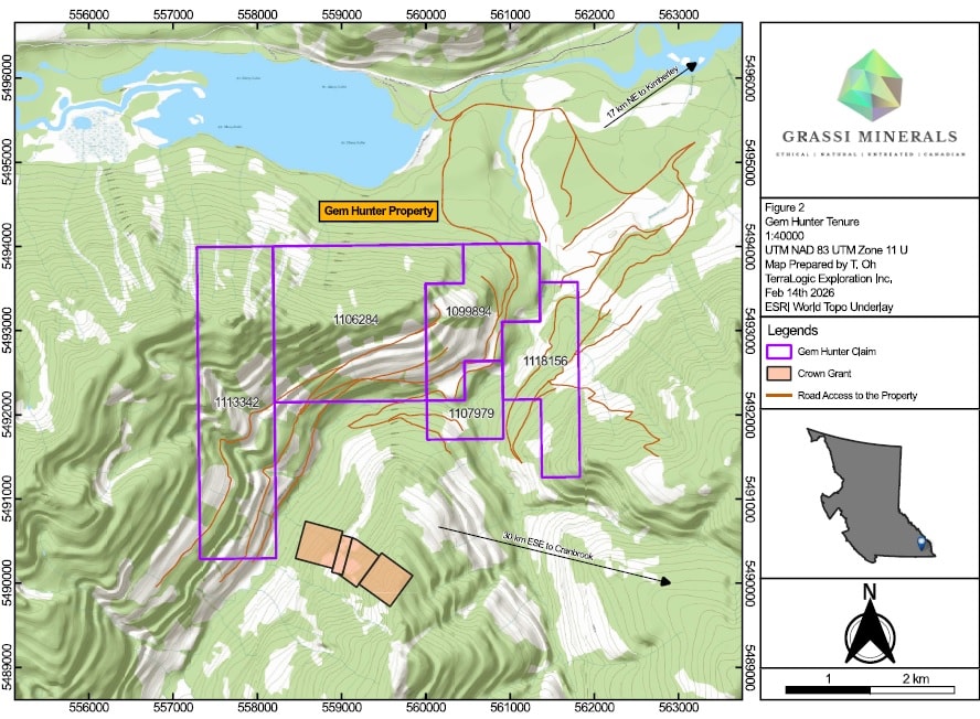 Gem Hunter property claim map near Cranbrook