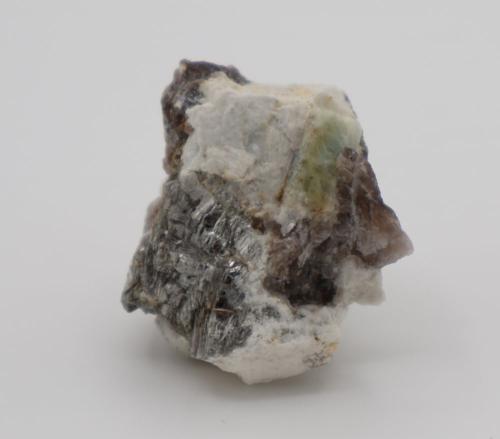 Aquamarine with Mica and Smoky Quartz on Feldspar