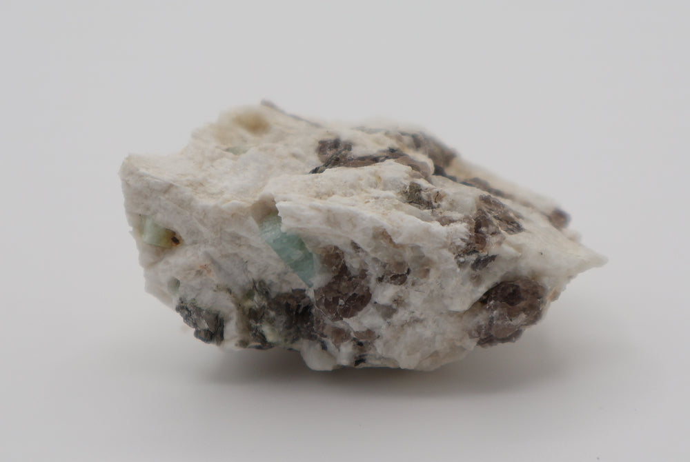 Aquamarine with Mica and Smoky Quartz on Feldspar