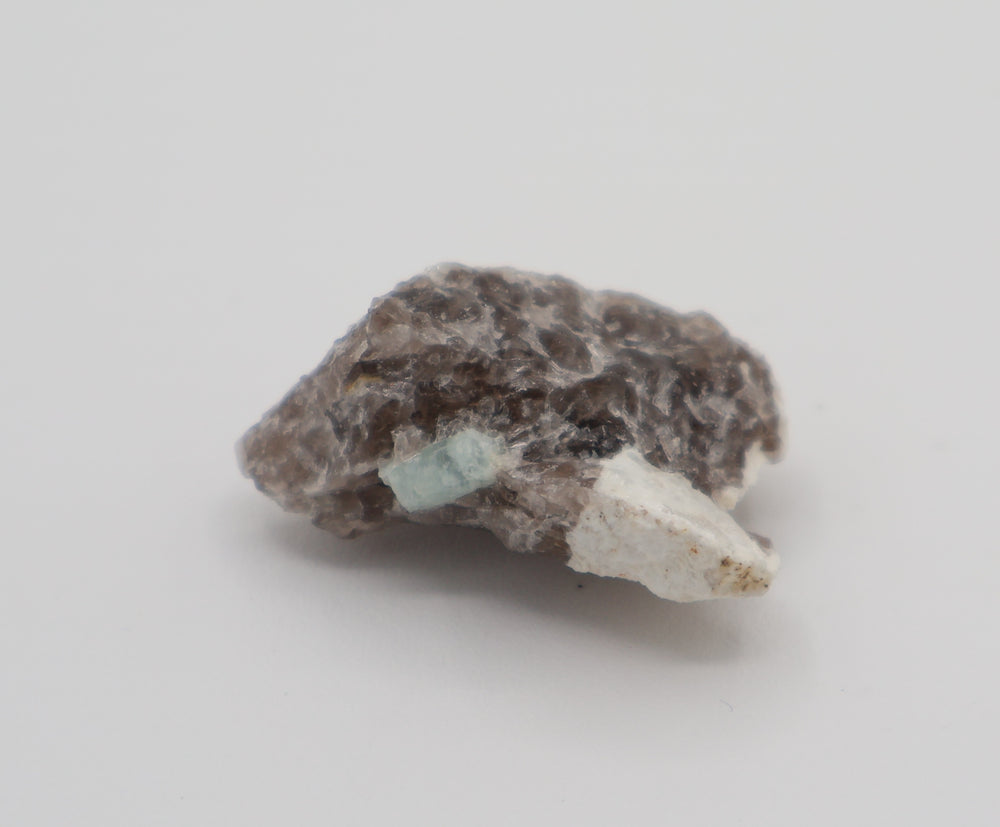 Aquamarine on Smoky Quartz and Feldspar