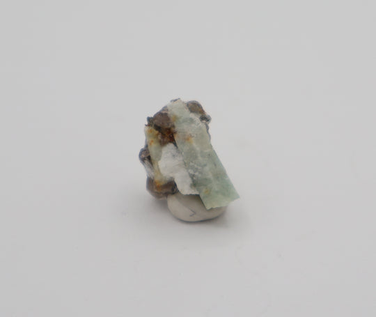 Sceptered Aquamarine with Mica and Feldspar on Smoky Quartz