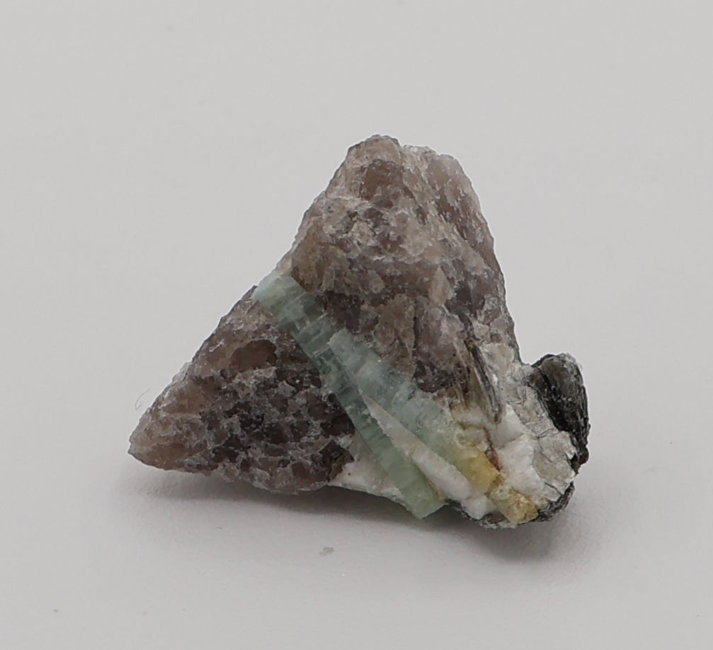 Bi-Colour Beryl and Aquamarine with Mica on Smoky Quartz and Feldspar