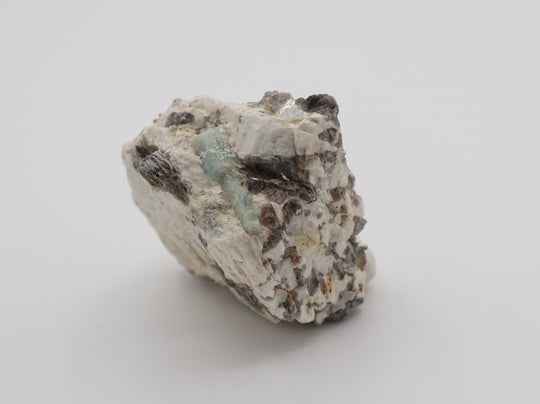 Sceptered Aquamarine with Mica on Smoky Quartz and Feldspar