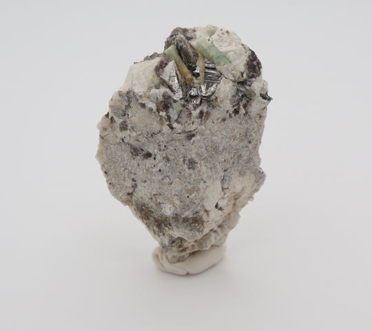 Bi-Colour Beryl and Aquamarine with Mica on Smoky Quartz and Feldspar