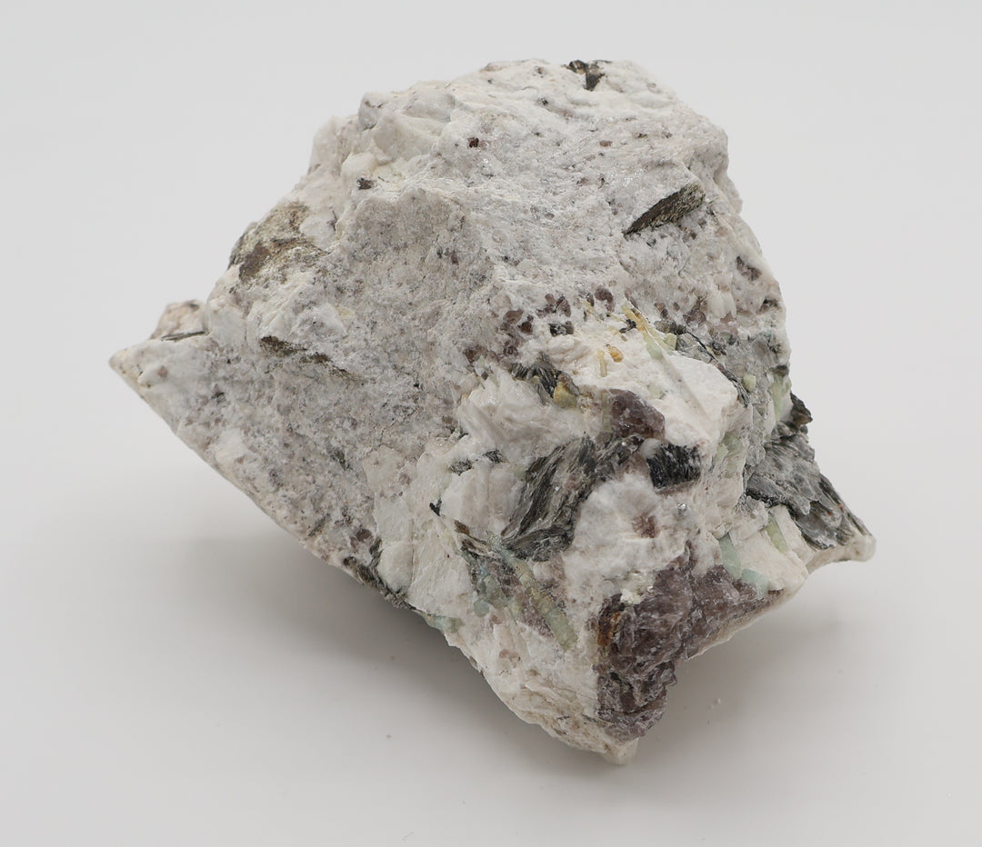 Aquamarine, Bi-Colour Beryl, Heliodor, with Mica and Smoky Quartz on Feldspar