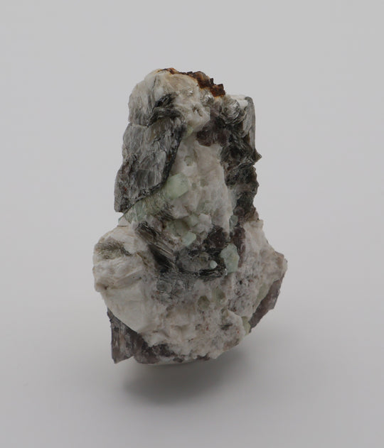 Aquamarine Cluster with Smoky Quartz on Mica and Feldspar