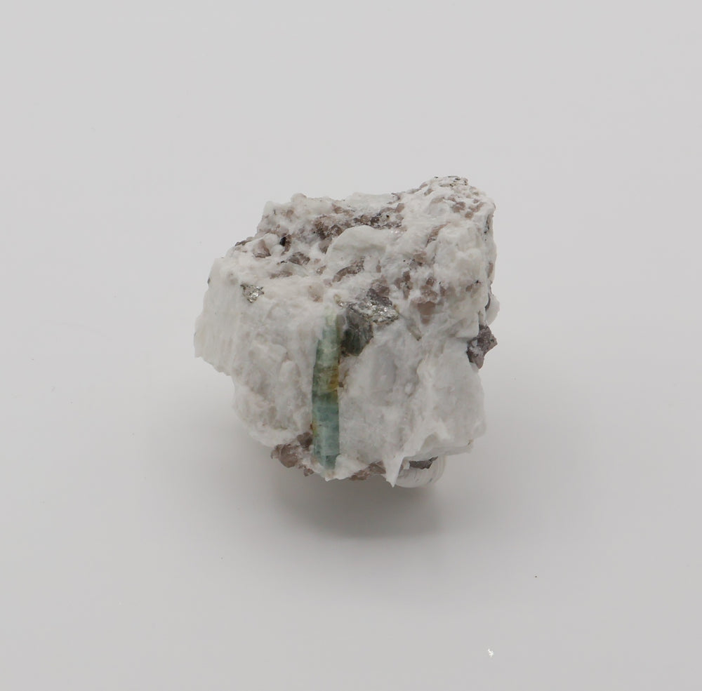 Aquamarine with Mica and Smoky Quartz on Feldspar