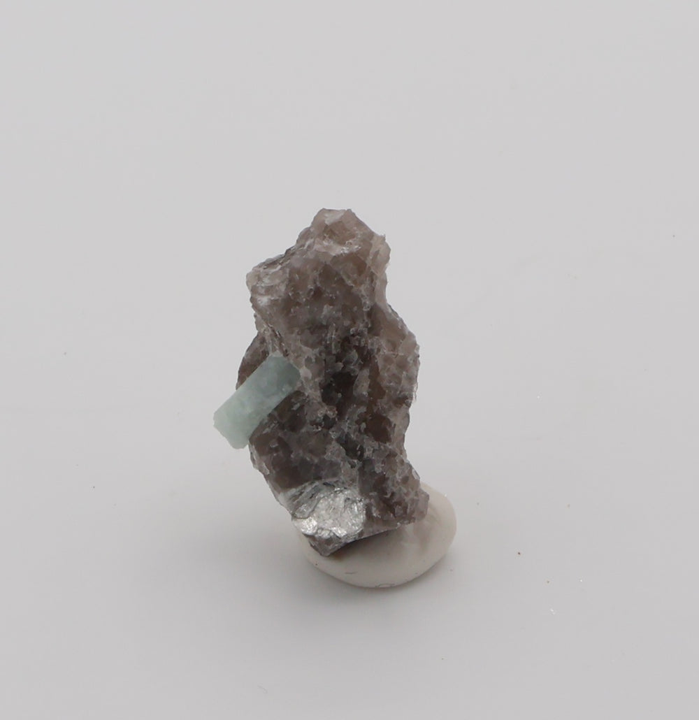 Aquamarine on Smoky Quartz