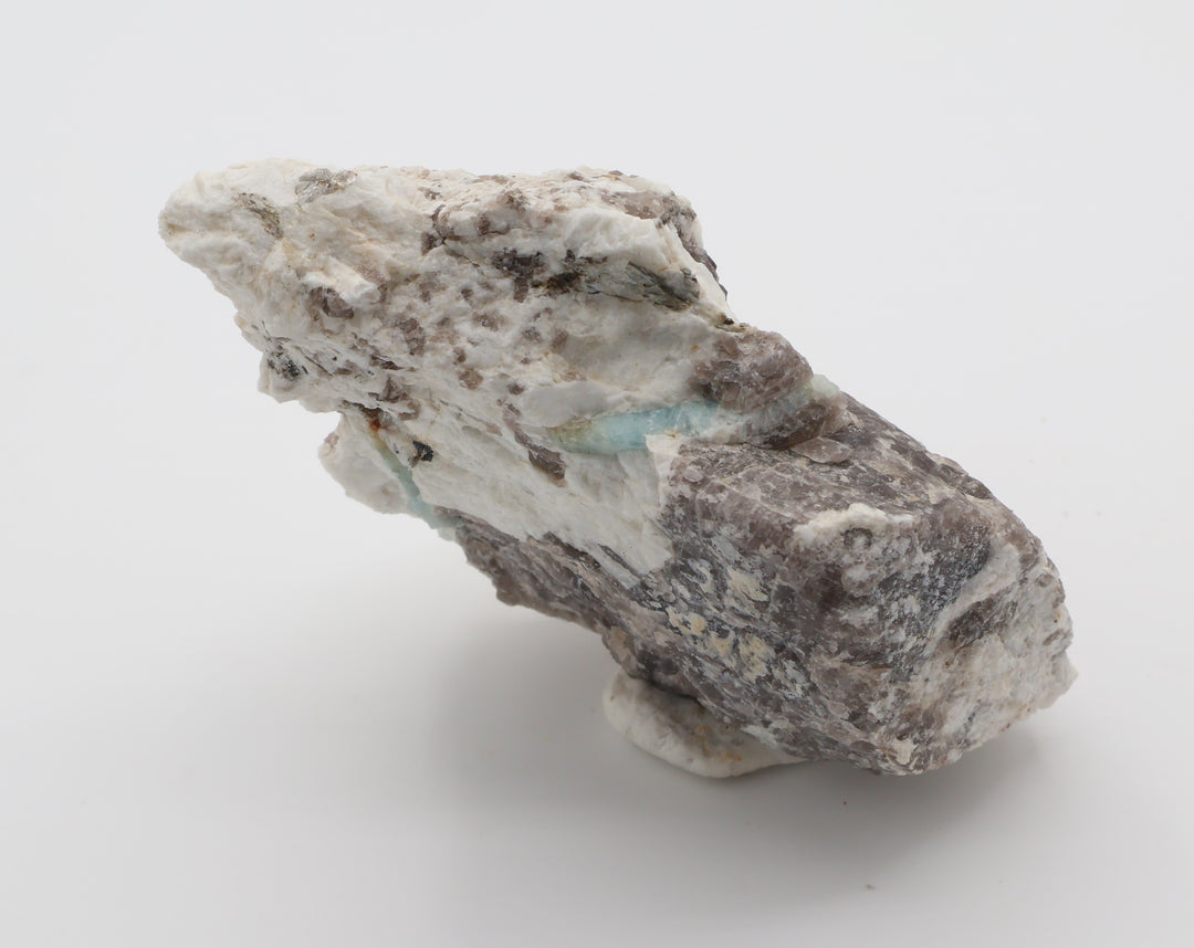 Aquamarine and Bi-Colour Beryl with Mica, Hematite, on Smoky Quartz and Feldspar