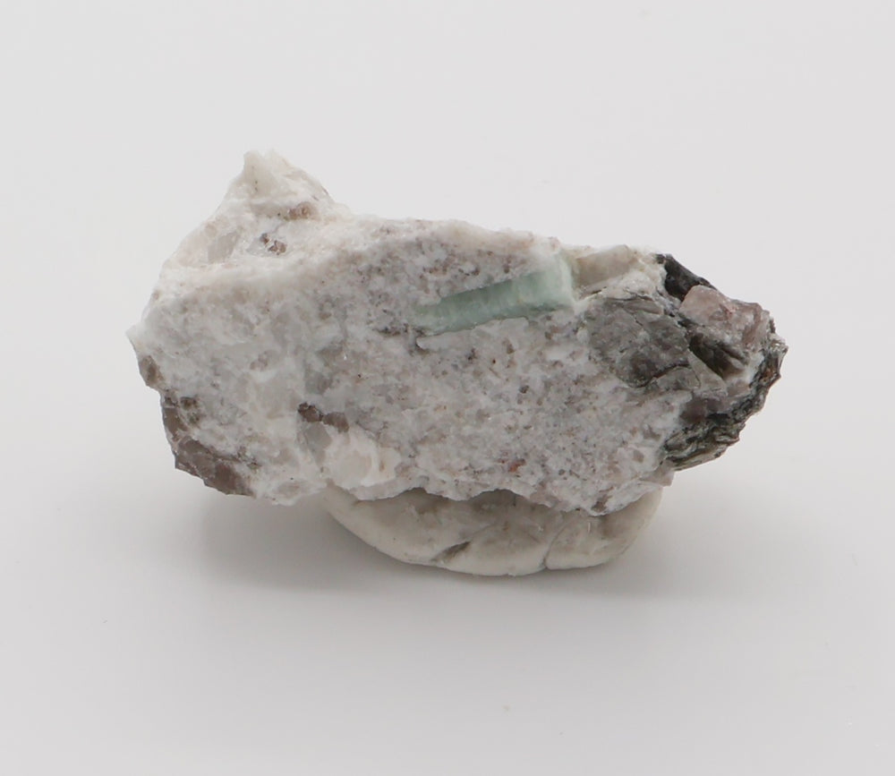 Aquamarine with Mica and Smoky Quartz on Feldspar