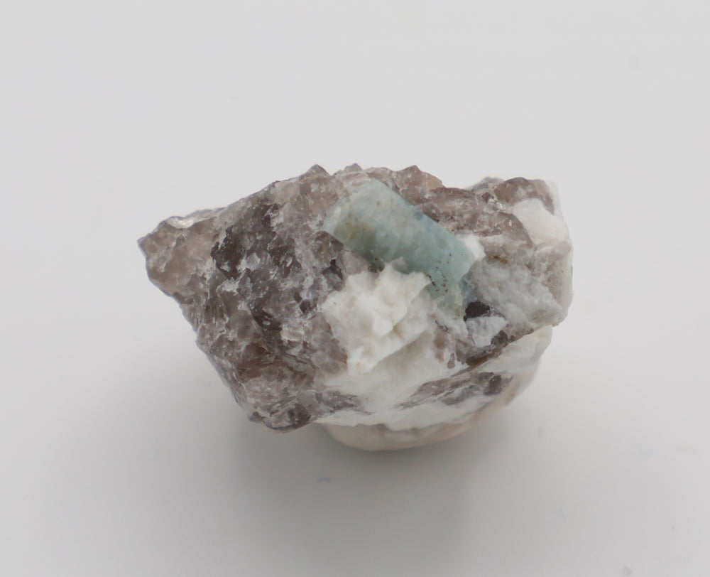 Aquamarine on Smoky Quartz and Feldspar