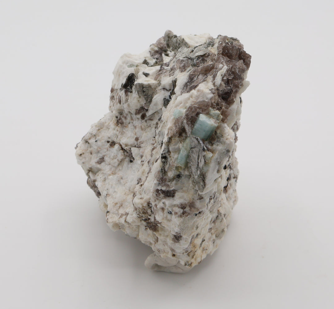 Sceptered Aquamarine on Mica, Smoky Quartz, Feldspar