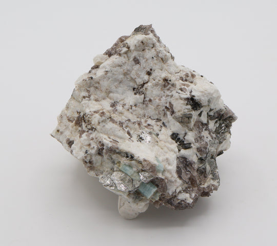 Sceptered Aquamarine on Mica, Smoky Quartz, Feldspar