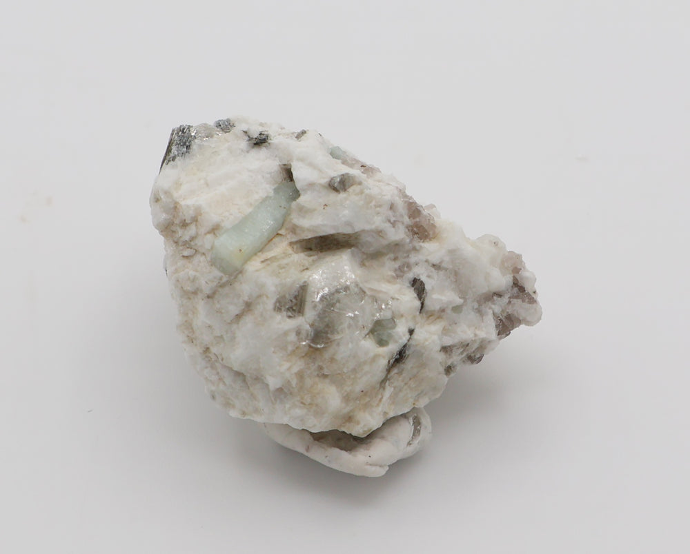 Aquamarine with Mica and Smoky Quartz on Feldspar