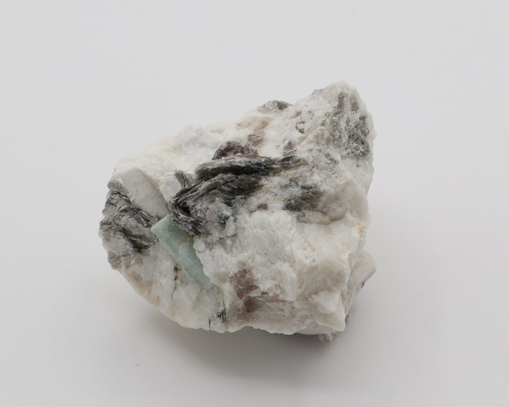 Aquamarine with Mica and Smoky Quartz on Feldspar