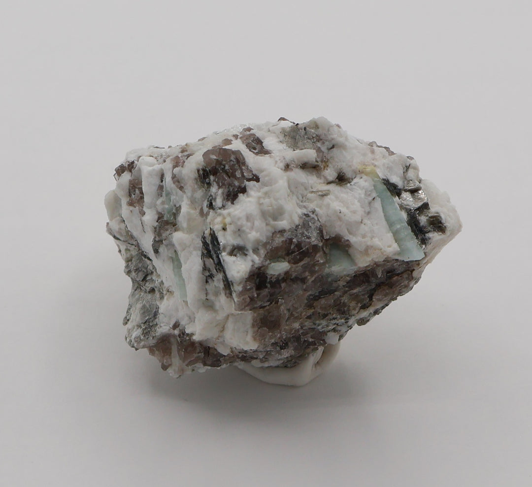 Bi-Colour Beryl and Aquamarine with Mica on Smoky Quartz and Feldspar