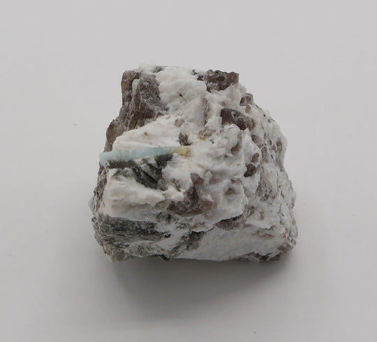 Bi-Colour Beryl and Aquamarine with Mica on Smoky Quartz and Feldspar