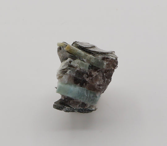 Aquamarine and Bi-Colour Beryl on Mica, Smoky Quartz, Feldspar