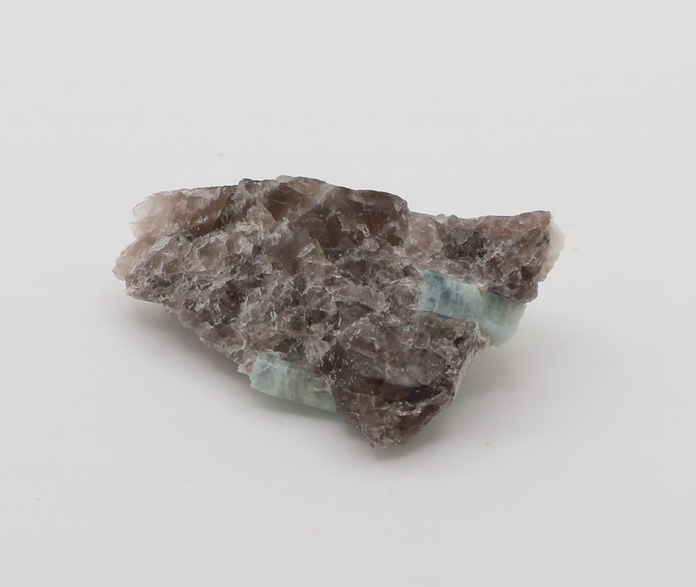 Aquamarine with Mica and Feldspar on Smoky Quartz