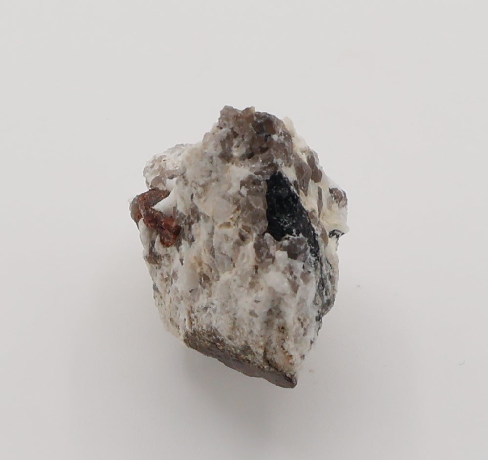 Spessartine Garnet with Mica, Schorl Tourmaline on Smoky Quartz and Feldspar