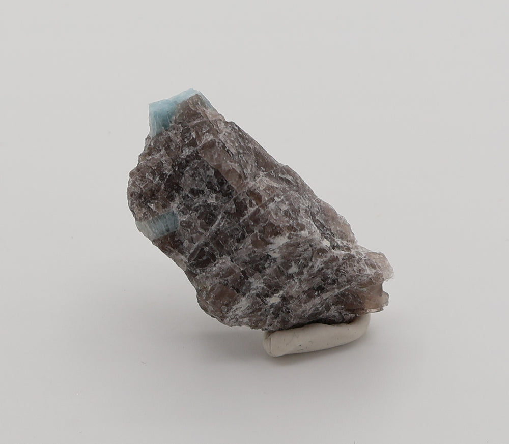 Aquamarine on Smoky Quartz