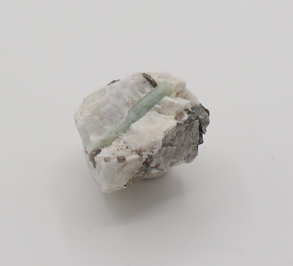 Aquamarine with Mica and Smoky Quartz on Feldspar