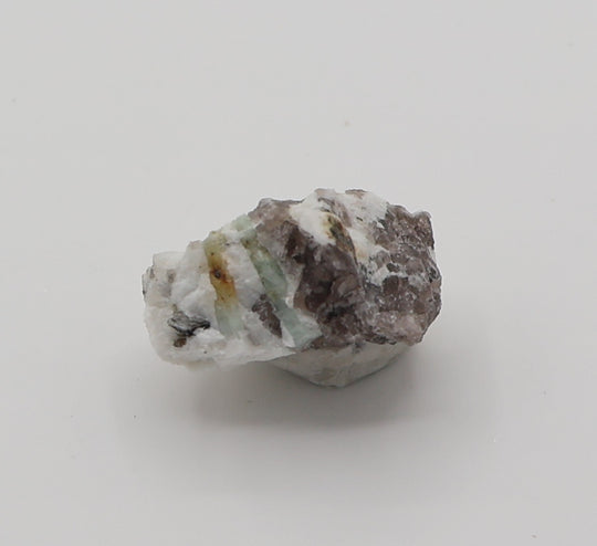 Aquamarine and Bi-Colour Beryl with Mica, Hematite, on Smoky Quartz and Feldspar