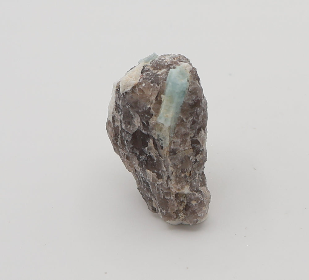 Aquamarine with Feldspar on Smoky Quartz