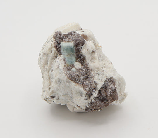 Aquamarine on Smoky Quartz and Feldspar