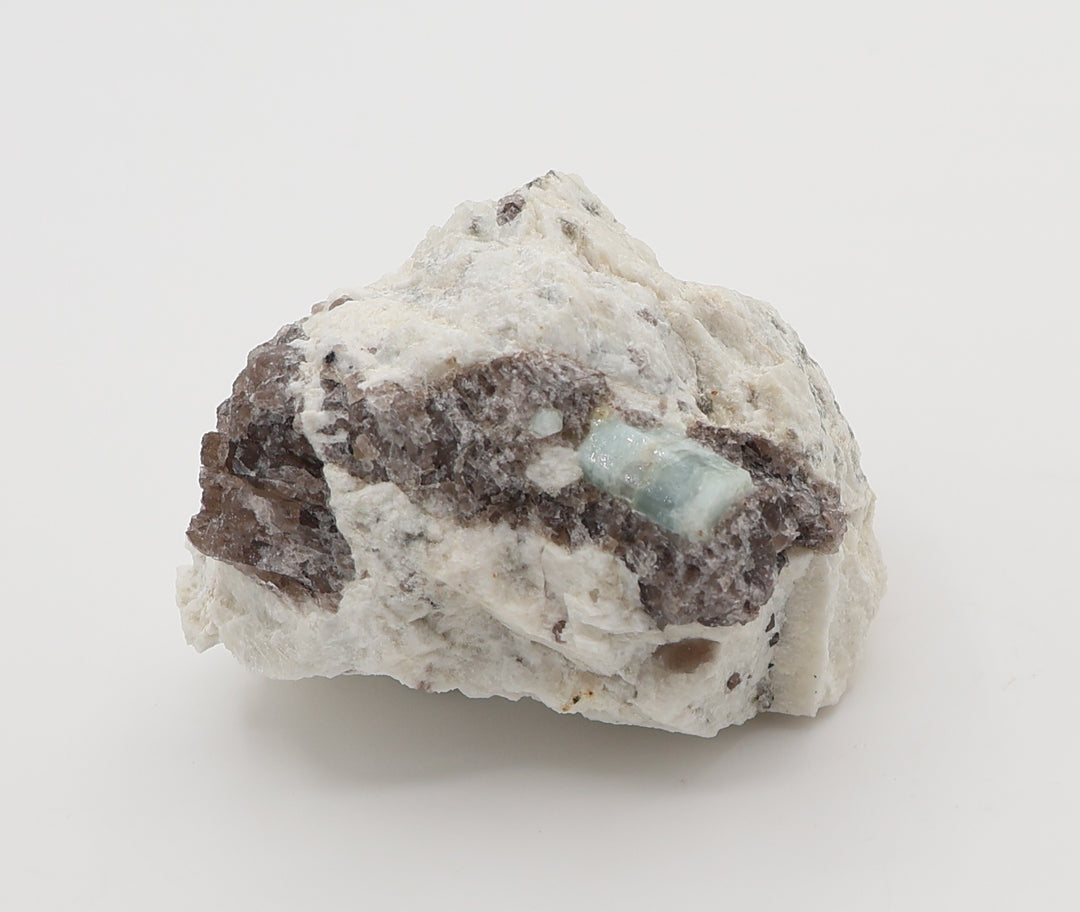 Aquamarine on Smoky Quartz and Feldspar