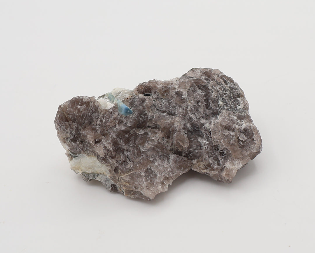 Deep Blue Aquamarine with Mica on Smoky Quartz and Feldspar