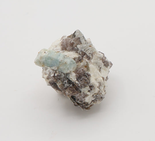 Aquamarine on Mica, Smoky Quartz, Feldspar