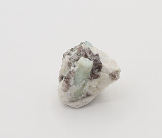 Aquamarine with Mica and Smoky Quartz on Feldspar