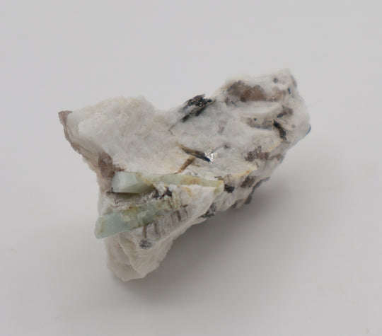 Aquamarine with Mica and Smoky Quartz on Feldspar