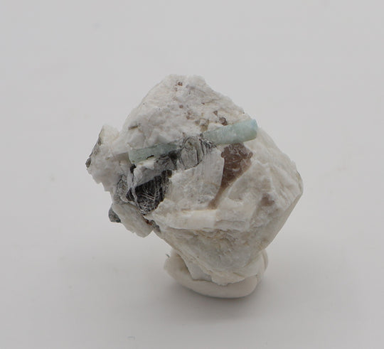 Aquamarine with Mica and Smoky Quartz on Feldspar