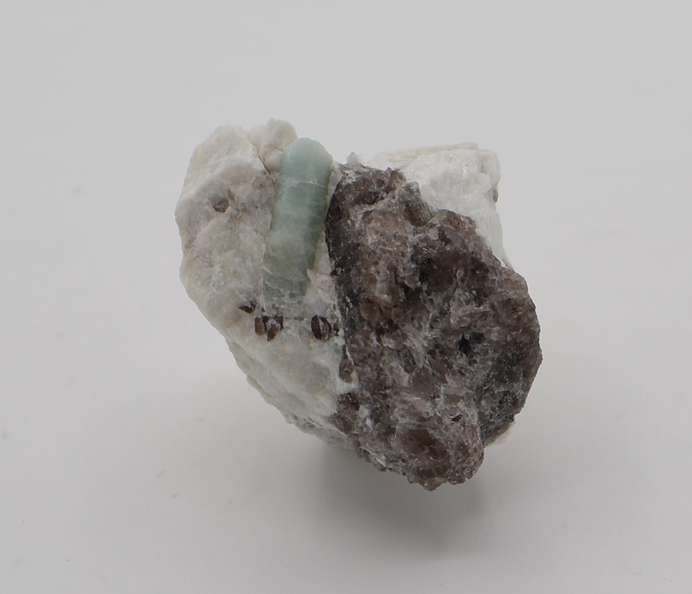 Aquamarine on Smoky Quartz and Feldspar