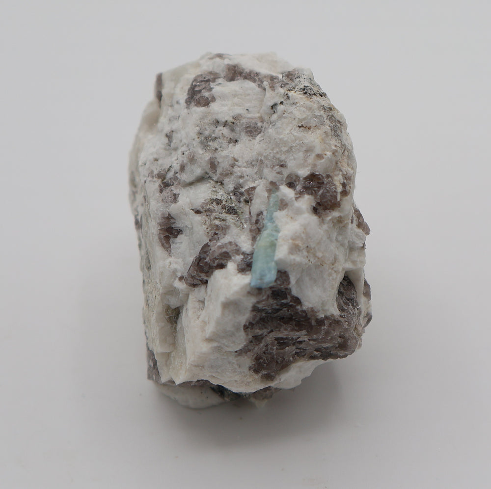 Sceptered Aquamarine with Mica on Smoky Quartz and Feldspar