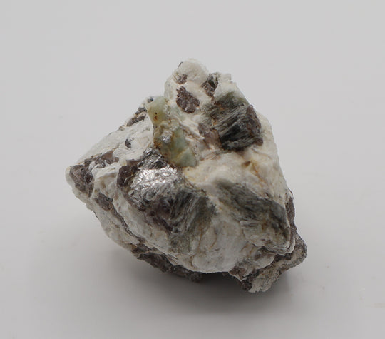 Sceptered Aquamarine with Mica on Smoky Quartz and Feldspar