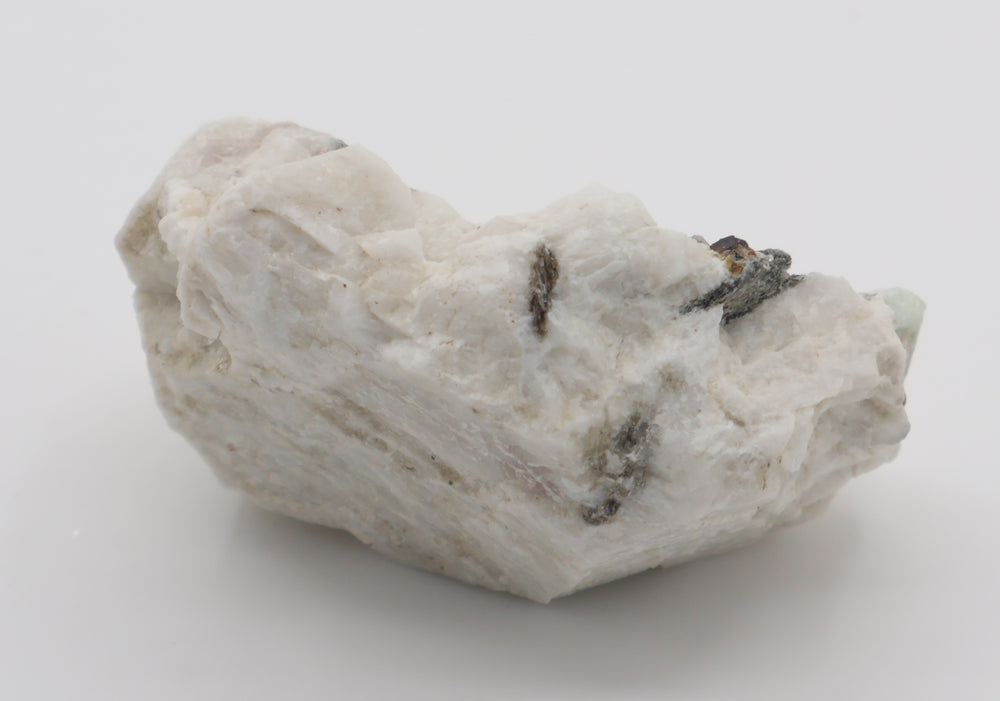 Aquamarine with Mica, Pyrite, Smoky Quartz, on Feldspar