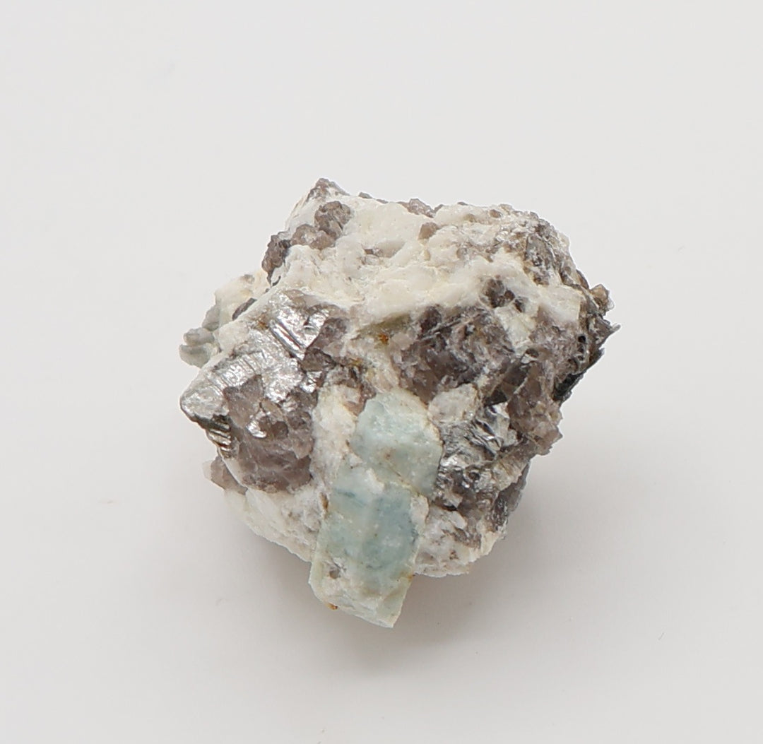 Aquamarine on Mica, Smoky Quartz, Feldspar