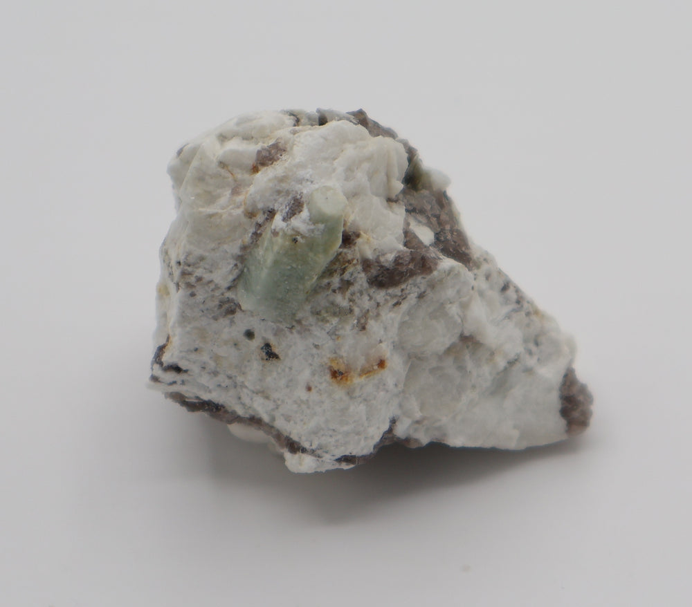 Sceptered Aquamarine with Mica on Smoky Quartz and Feldspar