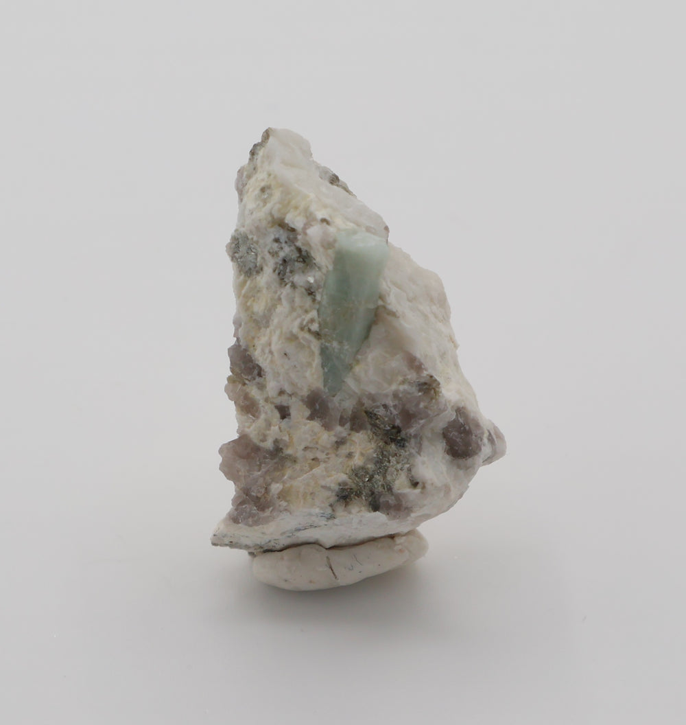 Aquamarine with Mica and Smoky Quartz on Feldspar